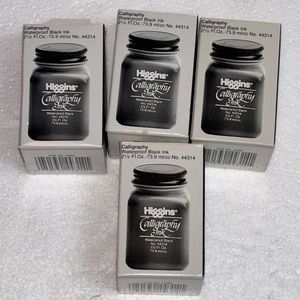 4 Higgins Black Calligraphy Ink, 2.5 Ounce Bottle (44314) 3 unopened 1 open